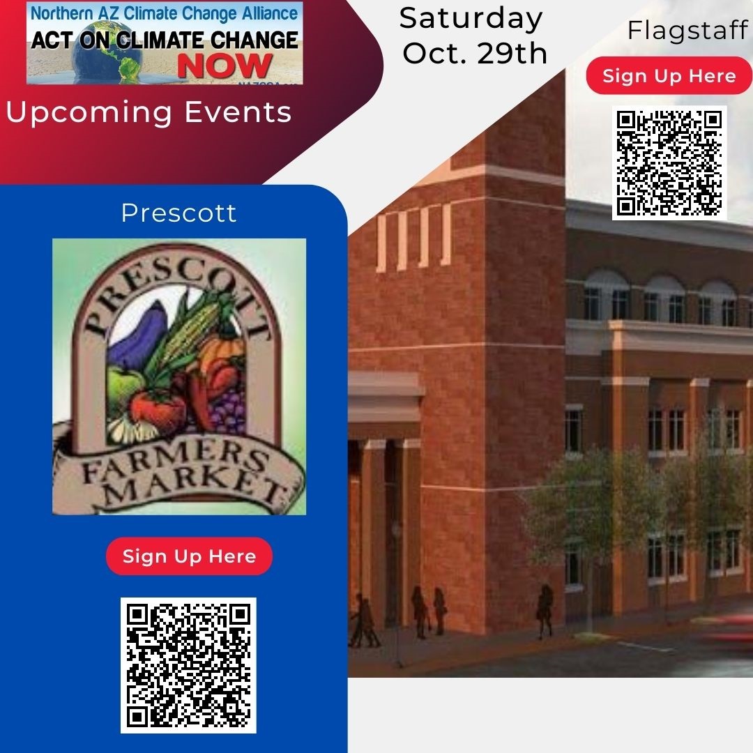 AzClimate's tweet photo. Mark your calendars for two exciting upcoming events next Saturday October 29th in Prescott and Flagstaff. 

#azclimate #NAZCCA #meetandgreet #prescottaz #flagstaff #Oct29 #signupnow https://t.co/B9T9YiYy1e
