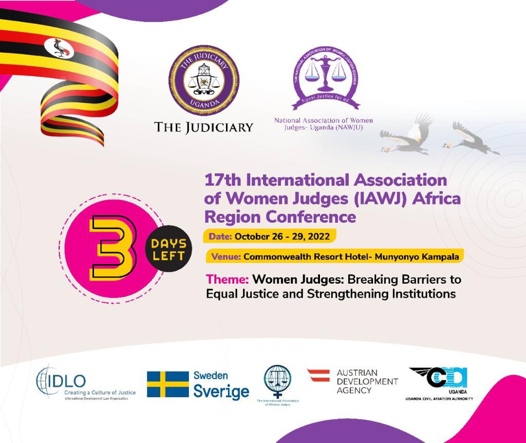 3 days left to the 17th International Association of Women Judges(IAWJ) Africa Region Conference