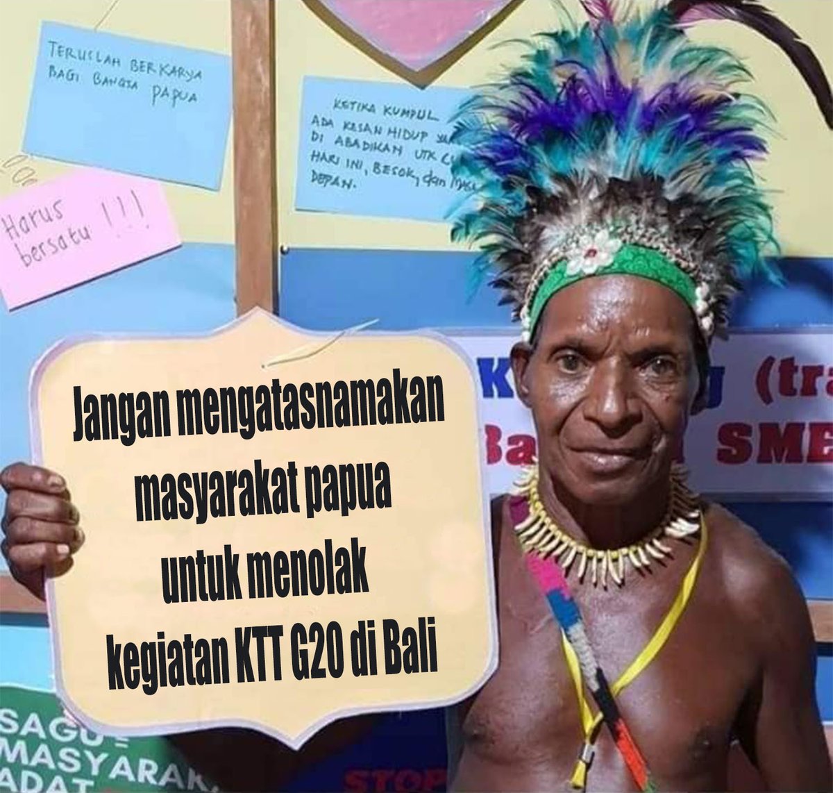 PutraGara3's tweet photo. Nah No, dari Masyarakat menyampaikan Bawasannya "Jangan mengatasnamakan Masyarakat Papua kalau Menolak Kegiatan KTT G20 dibali"
#Petisirakyatpapua #Korankejora #Ampkomitebali #Aliansimahasiswapapua #Lbhbali https://t.co/H9siEyQ3K9