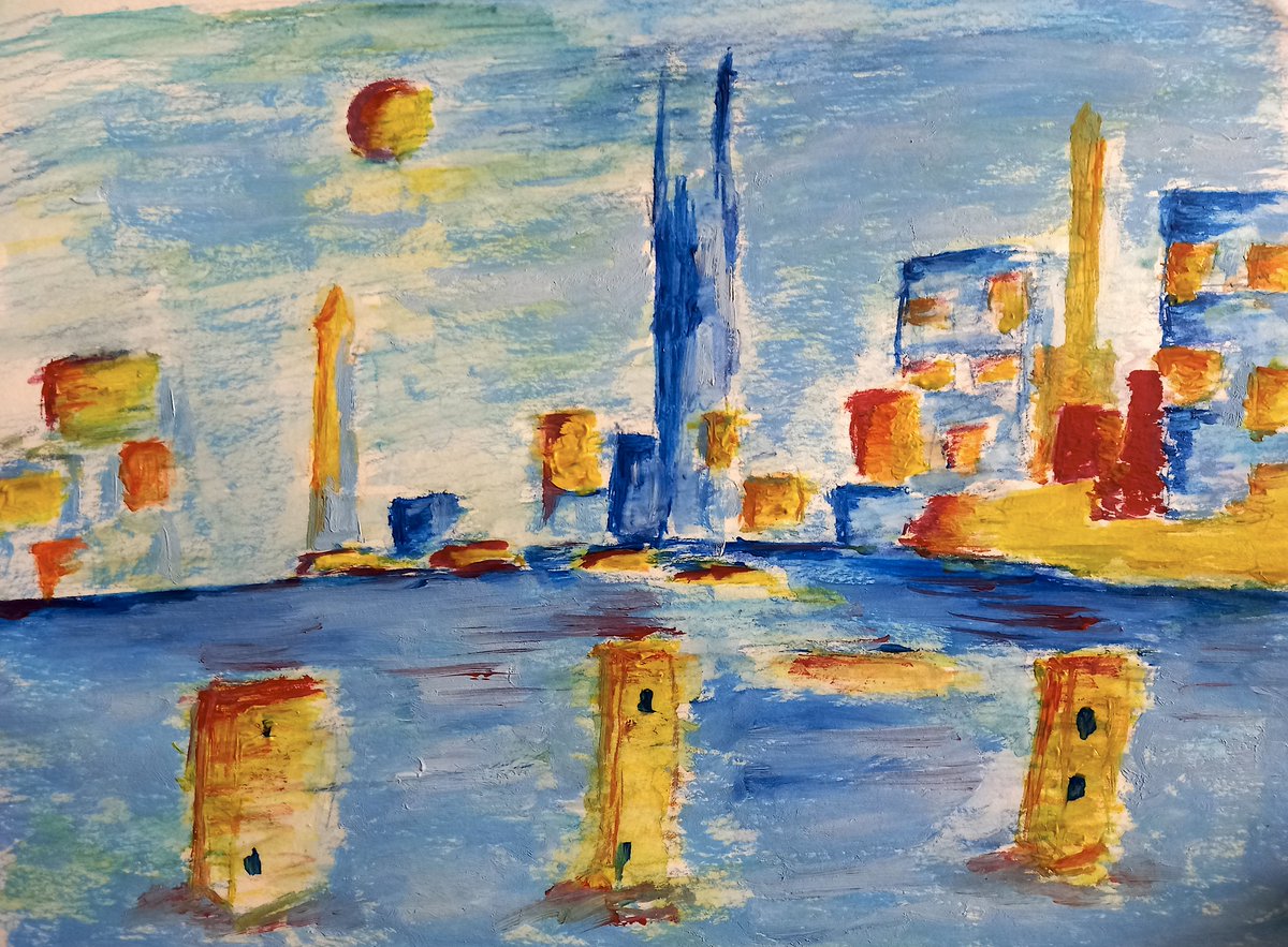 Celsius62346897's tweet photo. A physical one, I continued with the Cityscape theme, I find it fascinating. Oil over Watercolors. Should I mint it? Tezos or OpenSea? Physical going to be included (A4). #nft #nftart #cleannft #cleannfts #tezosnft #tezosnfts  #tezos  #nfcollectors #objkt #objktcom #objktnft https://t.co/TMMraPoflg