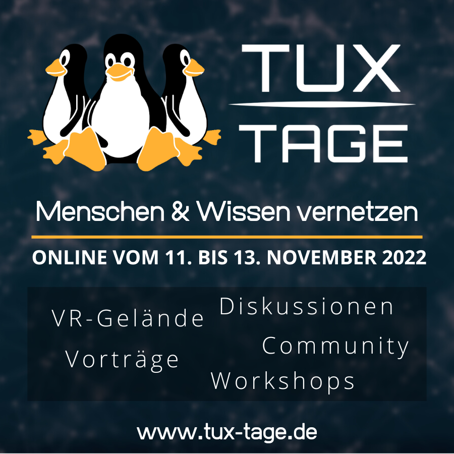 TuxTage's tweet photo. Vom 11. bis 13. November werden die Tux-Tage wieder stattfinden!

Verbreite die Nachricht im Bekanntenkreis oder online und gewinne eine exklusive Tux-Tage Tasse!

https://t.co/H8VOXEgsmw

#tuxtage #linux #opensource #event #tasse https://t.co/XCXnDe91zK