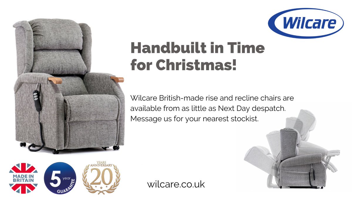 As we handbuild all our chairs in our wood mill and factory in Great Britain, there are no long waiting times. We have rise and recline chairs for you as quickly as Next Day despatch to your nearest Wilcare dealer! Contact us for details. wilcare.co.uk #riseandrecline