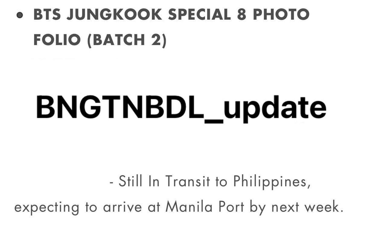 BangtanBudol's tweet photo. UPDATE:

2nd PO of Jungkook 8 Photo Folio 💜 In transit to PH na poo 🥰

#BNGTNBDL_updates
#BNGTNBDL_proofs https://t.co/3CTDWdx3RN