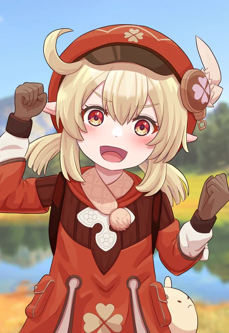 クレーは炎アタッカーとして活躍してもらってます。 あとモーションがかわゆい。 原神キャラ紹介PVの中でクレーのが一番好き。 #クレー #原神 #原神イラスト