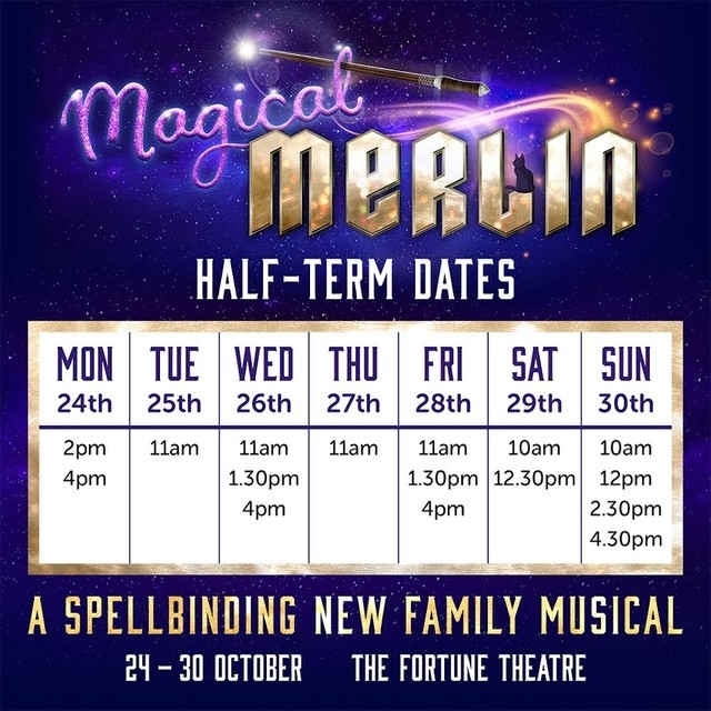 PerformUK's tweet photo. There is now strictly limited availability for our Magical Merlin show opening tomorrow!
Running for ONE WEEK ONLY, don't miss out on this spellbinding new family musical ✨
Head to https://t.co/rzfK2huFrE
#magicalmerlin #kidsactivities #thefortunetheatre #thingstodo https://t.co/Vt2OCTGZLE