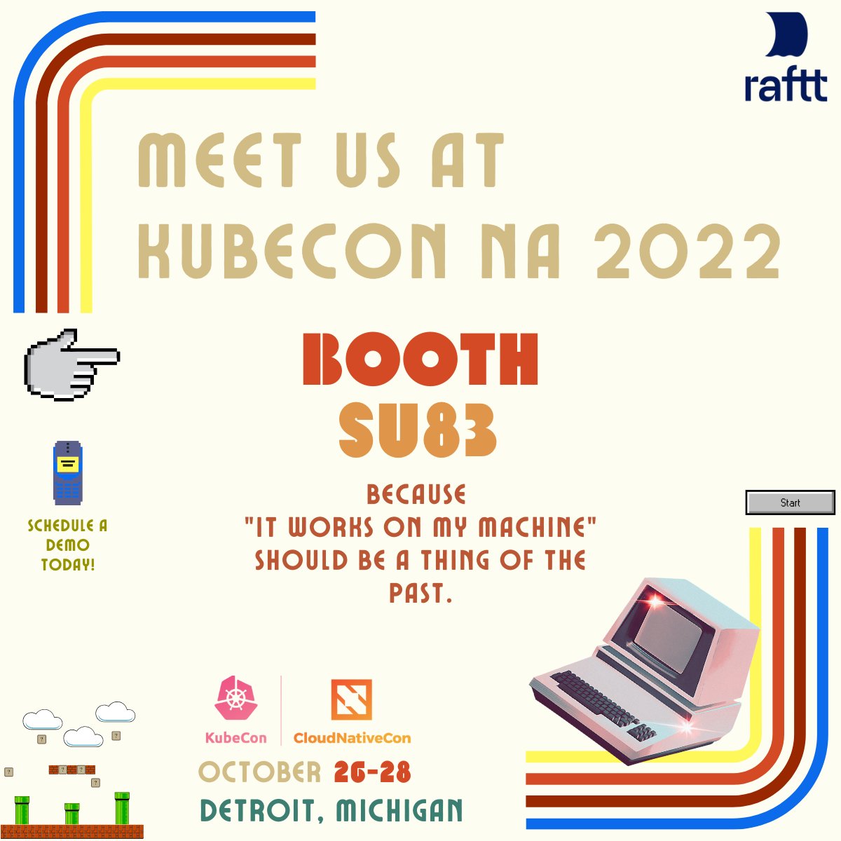 rafttio's tweet photo. @KubeCon_ Hop on the Detroit Raftt this week at @KubeCon_ + #CloudNativeCon.
The invitation looks like the year 83'...
Now you'll remember where to find us :) https://t.co/6XWmM9ekId
