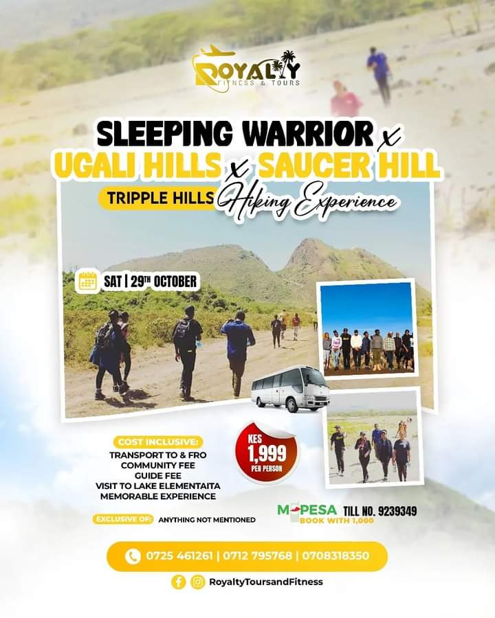 dcijuja's tweet photo. Twendeni Hiking Sleeping Warrior Hills alafu baadae tupige mwile pole na  nyama choma pale kikopey!!

Date: 29th Octobet
Pick Up:Kencom

Charges: 1999

Join whatsapp group tukajibambe na mabeste.

https://t.co/gD23rO5TWL or reach out @RF_Tours https://t.co/hcBi9ONKeU