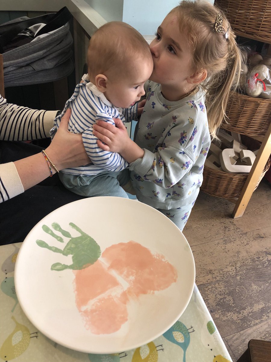 This plate tells a funny story for these girls in the future #bumpkin #paintapot #makingmemories #Halloween #m33 #saletown #manchester