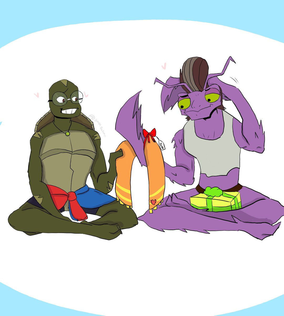 Bloodyball00n's tweet photo. did a commission for @_vincent_0623 on tiktok the cuties #commission #rottmnt #rottmntoc #rottmntart #rottmnt #rotmnt #turltesona #repomantis #rottmntfanart #art #doodle https://t.co/QLofYbgd1Z