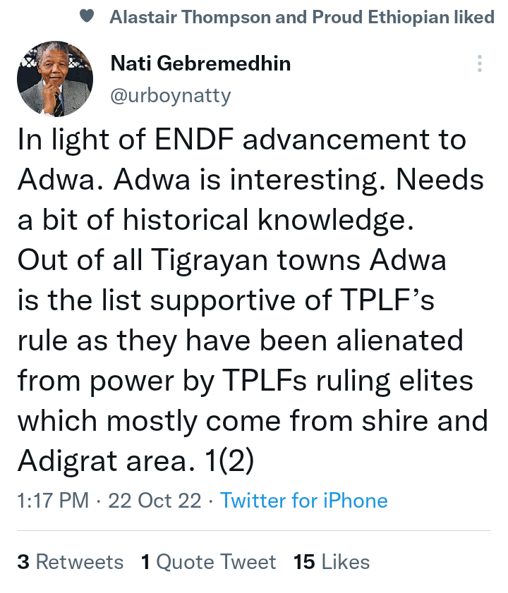 EliasAmare's tweet photo. We have heard of the ኣሽዓ Axum-Shire-Adwa clique controlling the #TPLF, & even more of the Adwa clique, but never of the ሽዓ Shire-Agame clique. In truth, TPLF was controlled by a narrow family mafia, the Sibhat Nega dynasty. Let's not be revisionists of history.
#DestroyTPLF https://t.co/Rxp0YMPjnx
