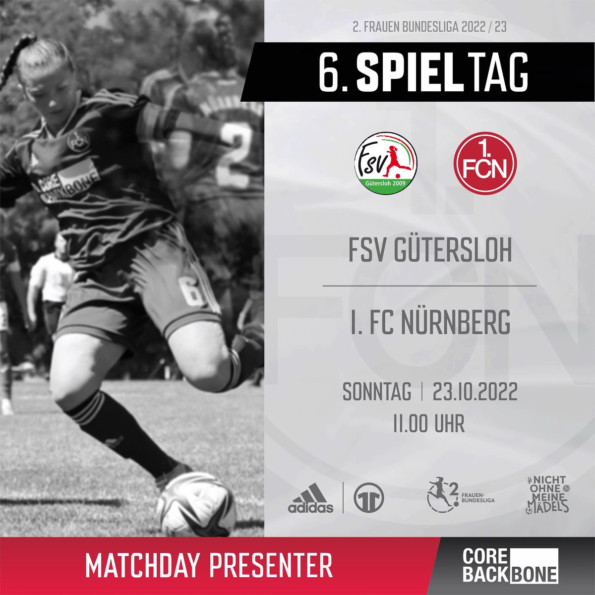 Spieltag❗️ 🆚 FSV Gütersloh 🏟️ Tönnies Arena ⏰ 11:00 Uhr #fcn #clubfrauen