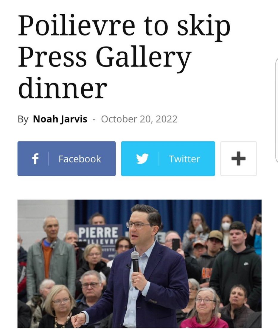 Why wouldn’t <a href="/PierrePoilievre/">Pierre Poilievre</a> skip this event which which is participated by aligned media that are overtly biased with no objectivity due to Trudeau’s moral suasion quid pro quo funding ! Retweet if you concur !
