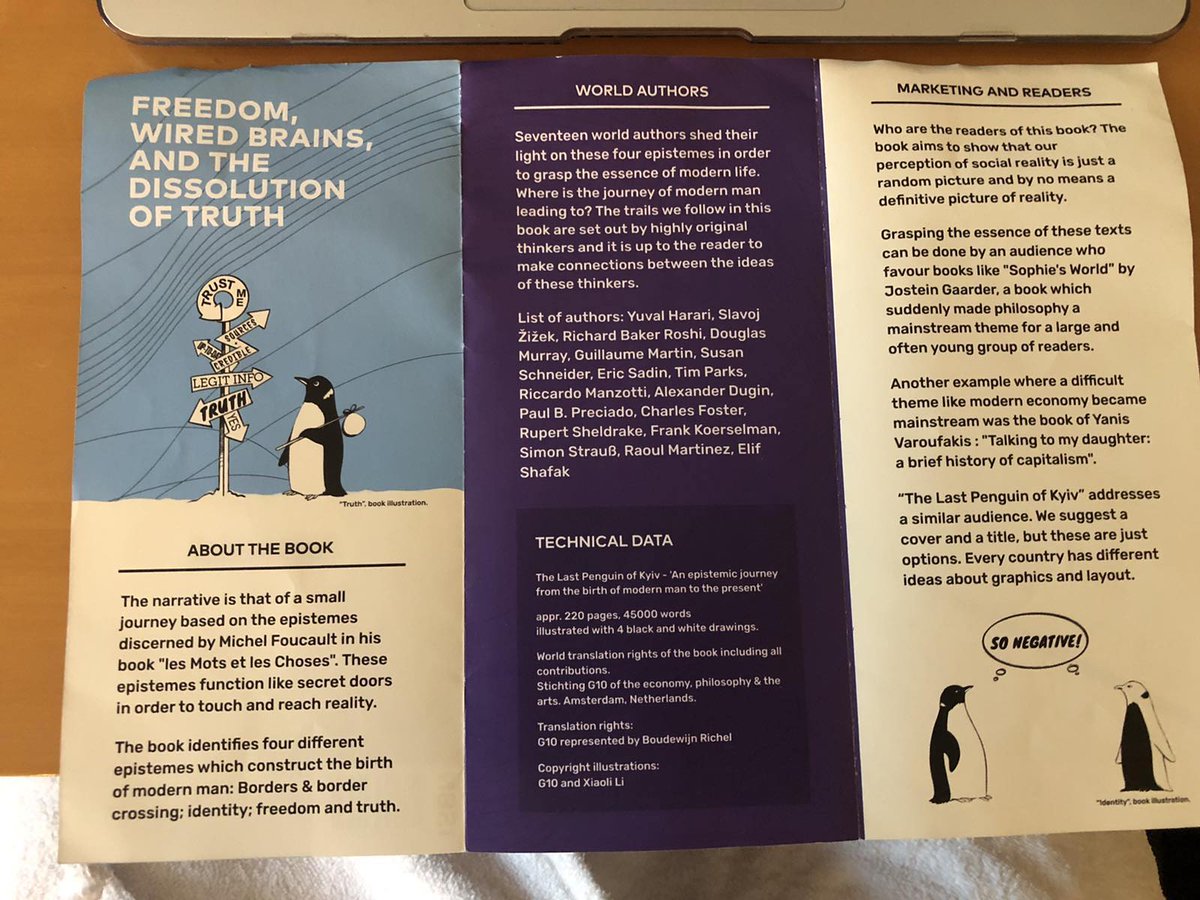 Putin's agents in Amsterdam asked known authors to write essays re modern values with 'Death and the Penguin' as starting point, then they added text of Putin's fascist ideologist A.Dugin and are offering this to world publishers in Frankfurt! Please share! Authors should know!