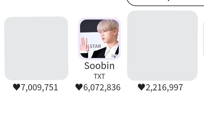 KDOL | 221023

December Birthday Ranking

🗓️ Ends in 16th Nov (11:59 PM KST) 

📌 Vote for #SOOBIN 

➡️ Current: 5th 
Gap from 4th: 936,915 🚨

🔗kdol.me/r/faqomcjs

📣 WATCH ADS and USE LINKS FOR 💜

🥇-🥉: Subway ads (1 month) 
20M 💜: Subway ads (2 week)