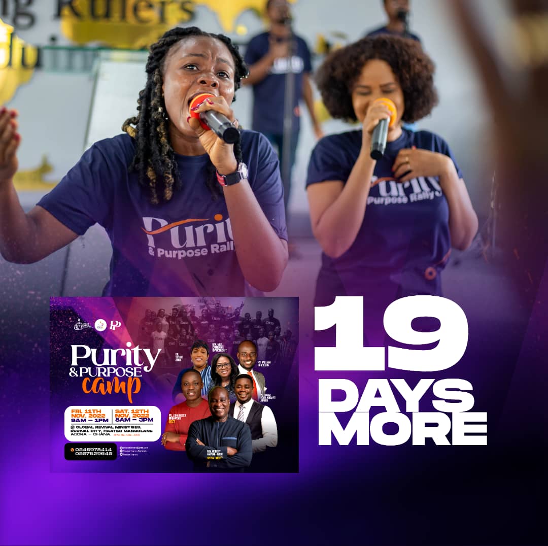 passionbearers's tweet photo. 19 more days to the gathering of Ladies and Gentlemen
The FREEEEE 2 DAY
PURITY AND PURPOSE YOUTH CAMP
To be held this November.
For more information and Registration:
https://t.co/cOGj6uvyIU
#CampPandP #Passionbearers
#Ghana #young Accra #joysms Today Church God https://t.co/H9AkXREzXc