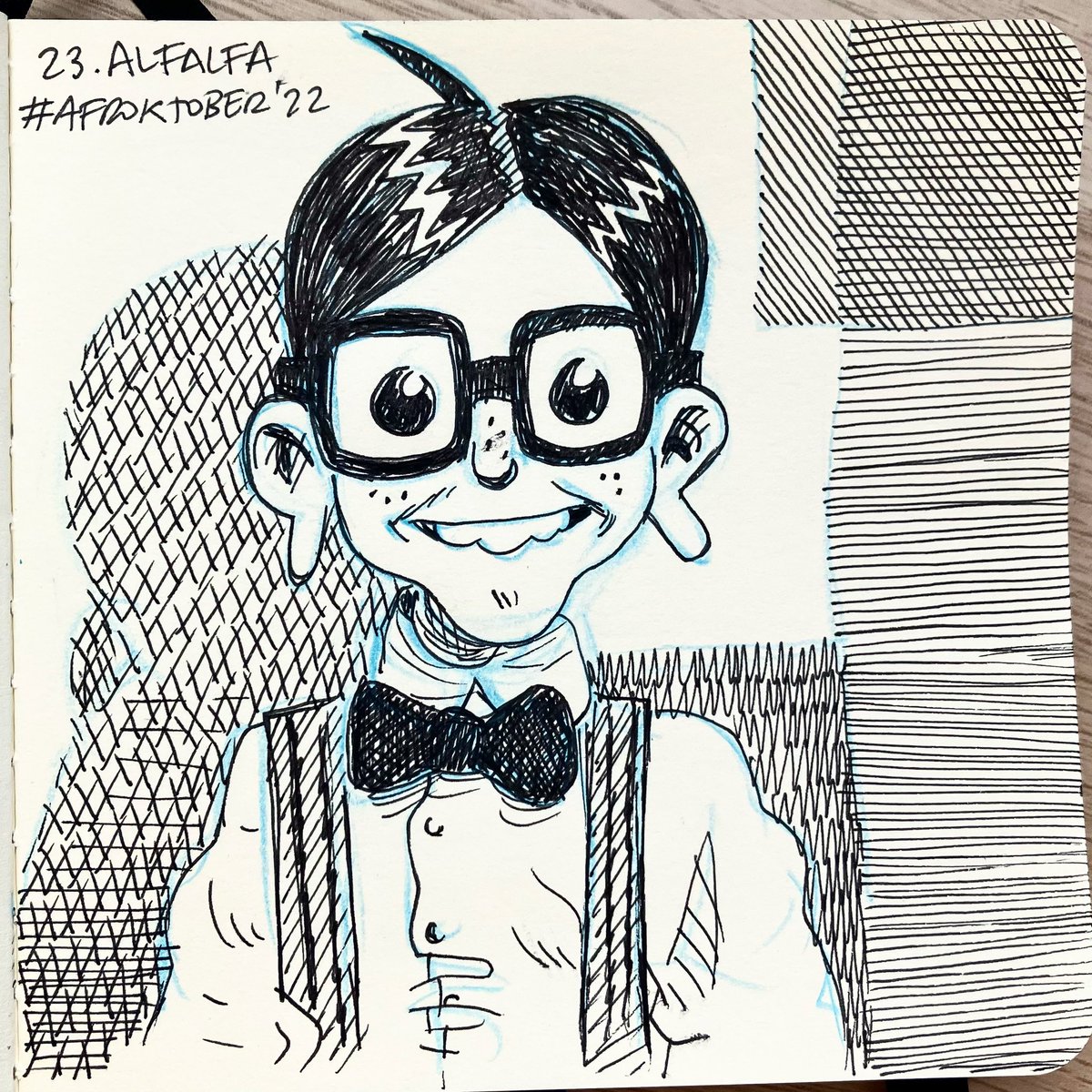 afroyaya's tweet photo. 23. Alfalfa. 
Gran sugerencia de @jotalaja (gracias, nieto hermoso ❤️). Uno de los personajes de La Pandilla, emitida en los años 80 dentro de La bola de cristal. 
#afroktober #afroktober #alfalfalapandilla #peinadosiconicos23 https://t.co/bUA5dd3VeJ