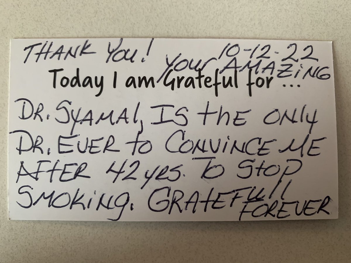 DrMau5's tweet photo. A few weeks ago I started ending every patient visit by expressing my gratitude to the patient for coming. I then invited patients to share a note of gratitude for us to display, read, and share when days are tough. All voluntarily. Hoping this catches on…#thegratitudeproject. https://t.co/XP4eaEumRr