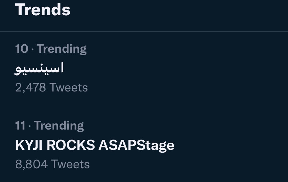 Let’s continue to celebrate as we also trended in UAE! Currently with more than eight thousand tweets! Shall we aim for that 10k?! Just Do It! KYJI ROCKS ASAPStage
