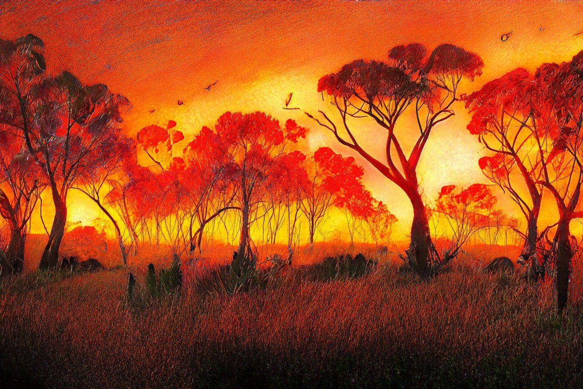 BeachBum21's tweet photo. The Aussie bushfire season...
#MidjourneyAI #midjourney #AiArtwork #aiartcommunity #AIart #texttoimage #machinelearning #moderndigitalart #art #modernart #aicommunity #midjourneyarts #midjourneyai #animationconcept #Australia https://t.co/sTy4Ex7v1F