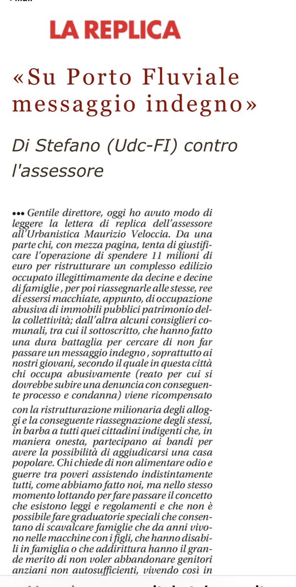 mdistefano64's tweet photo. La mia replica all’assessore @velocciamau https://t.co/z4lTnxJY9C