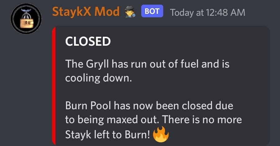 The Gryll is Closed!

We hit our 2.5 Million $STX Burn Cap within 9 hours of Opening!

Rewards will be Distributed to everyone who Burnt from Monday to Thursday!