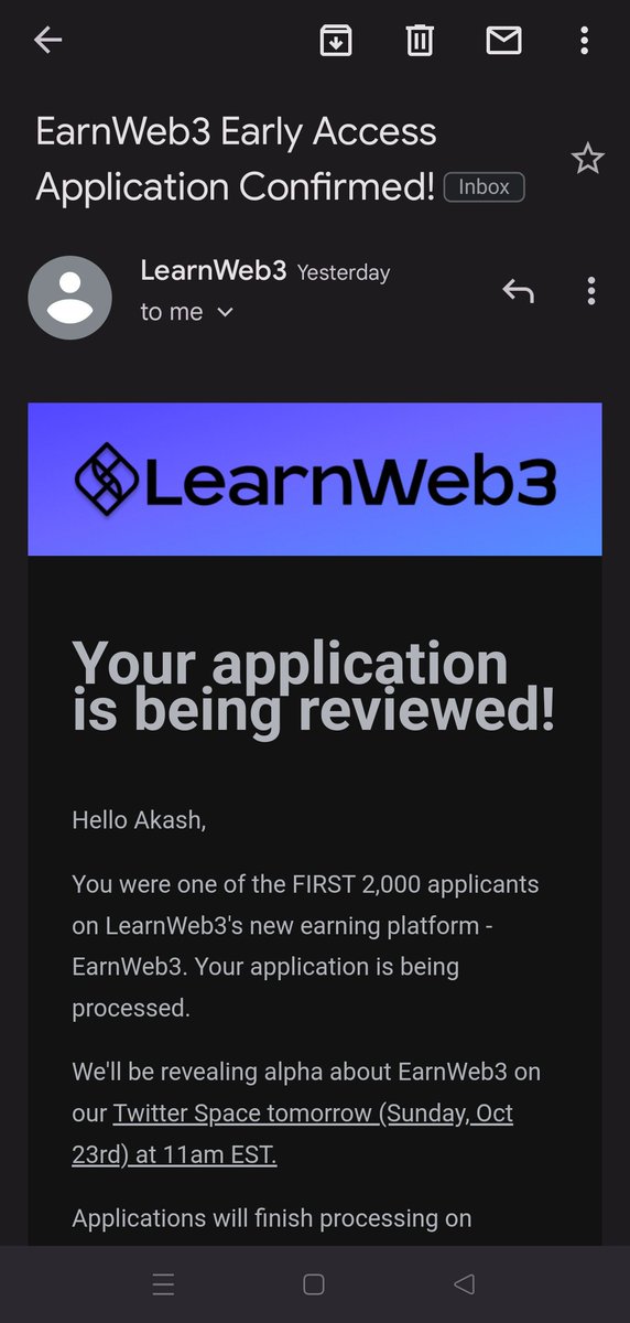 Akashar04's tweet image. Hurrey 🤟😍✨🤞🤞
#learnweb3dao 
@LearnWeb3DAO 
@LearnWeb3DAO 
@EarnWeb3DAO 
#web3community 
#newbie
#webdevelopment