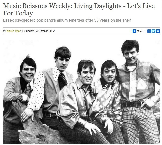 55 years late, the 1967 LP by UK pop-psych band Living Daylights (with future Blockhead @WattRoy_Bass: @BlockheadsPage) surfaces. It’s great. Let’s Live For Today - The Complete Recordings is on @CherryRedGroup. I’ve looked at it today for @theartsdesk: theartsdesk.com/new-music/musi…