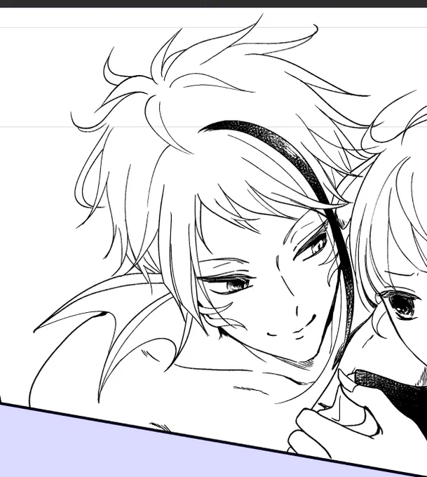 wip
人魚姿🐬の初描きコマ 