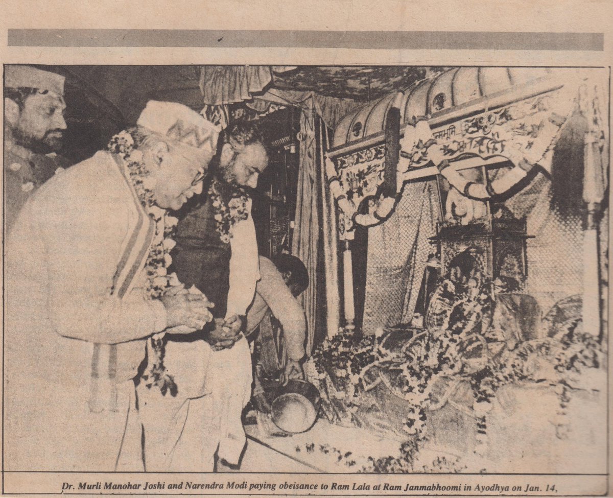 At Kashmir's Lal Chowk, Modi raised the tricolor, culminating the Ekta Yatra on 26th January 1992.

Just days earlier, on 14th January, soon after seeking Bhagwaan Sri Ram's blessings in Ayodhya Ram Janmabhoomi, Modi vowed "I'll only return when Ram Mandir construction begins"!