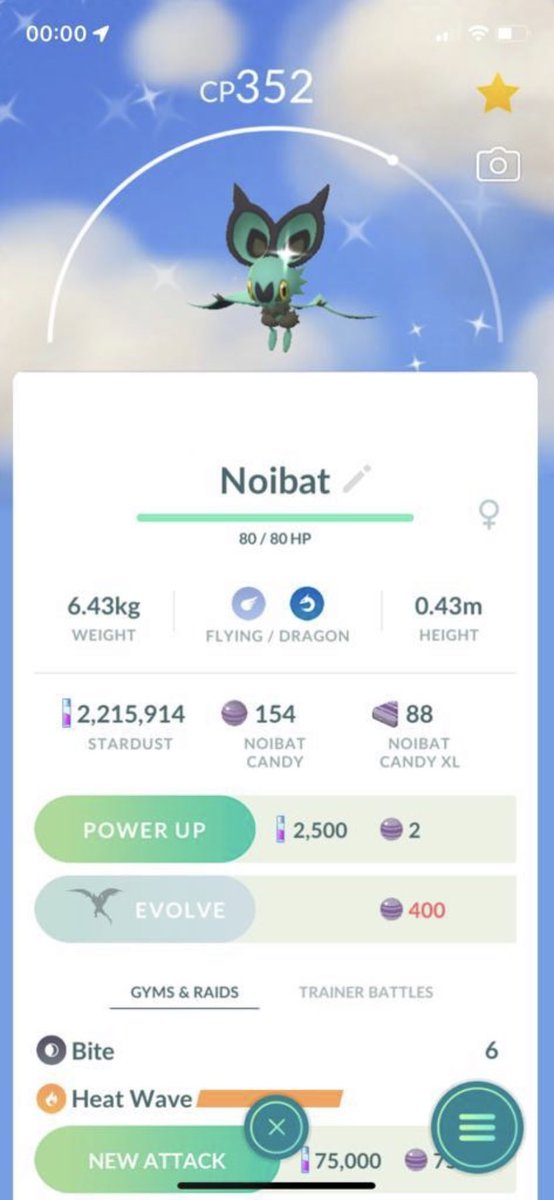 5OOgrHack's tweet photo. The first Noibat hatched during the  Halloween event already turned out shiny 😍 #PokemonGO #PokemonGoApp #ShinyPokemon https://t.co/flgU0RNTw6
