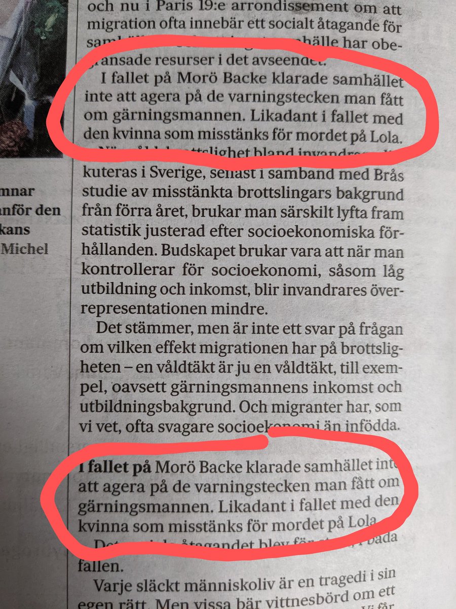 TedPatrik's tweet photo. Nytt grepp från @paulinaneuding för att nöta in budskapet genom upprepning eller har @SvD bara skurit ned på korrläsningen? https://t.co/4JyaDlPVR0