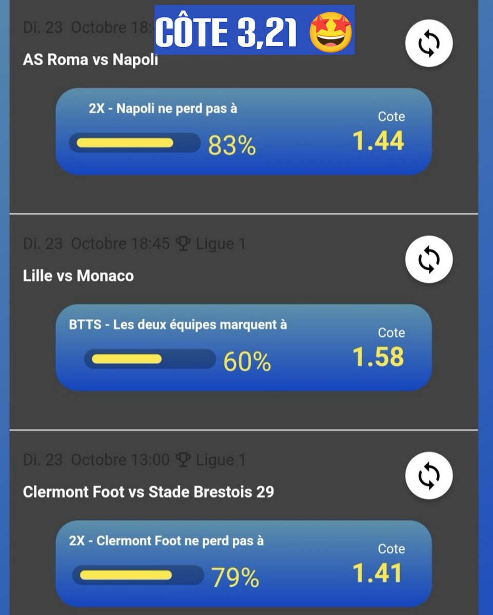 PronextApp's tweet photo. Une côte à 3,21 offerte par ProGen, l'outil de combiné personnalisés de l'appli #pronextapp
#TeamParieur #Ligue1UberEats #SerieATIM https://t.co/qiyiRgiA3R