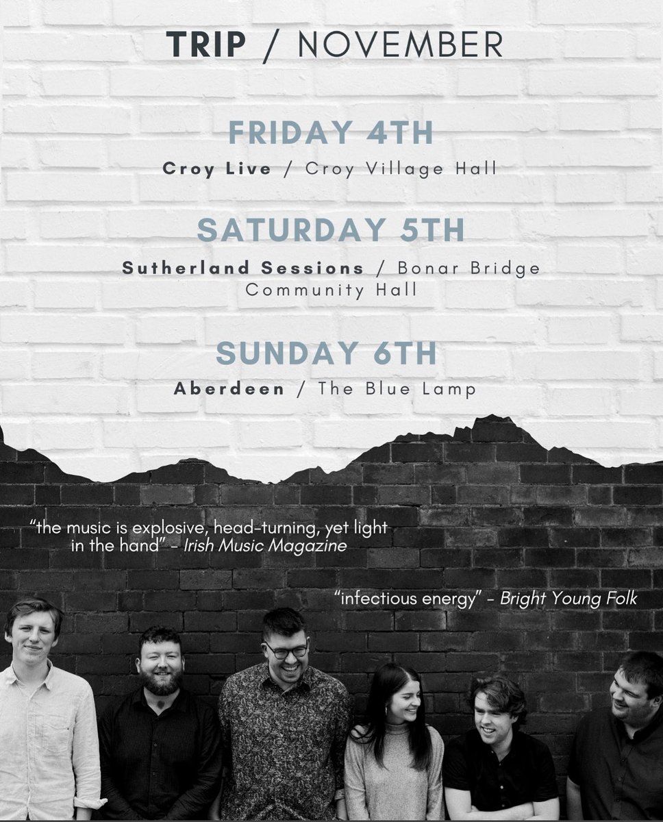 🎶 Heard so much about this band and really looking forward to seeing them… Come and join us on 5/11 in Bonar! 
<a href="/SuthSessions/">Sutherland Sessions</a> 
<a href="/TRIPceol/">TRIP</a>