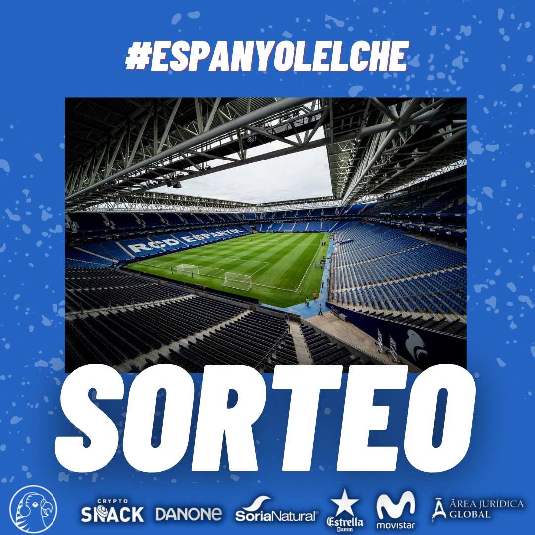 pericos_marca's tweet photo. 🚨 ¡SORTEO EXPRESS!

❗️ Tenemos 2 entradas de palco para el #EspanyolElche 

🔥 Para entrar en el sorteo debes seguir @pericos_marca hacer RT y Me Gusta 

⚽️ A las 10:45 horas anunciamos ganador/a

#RCDE https://t.co/xLOx3nGmci
