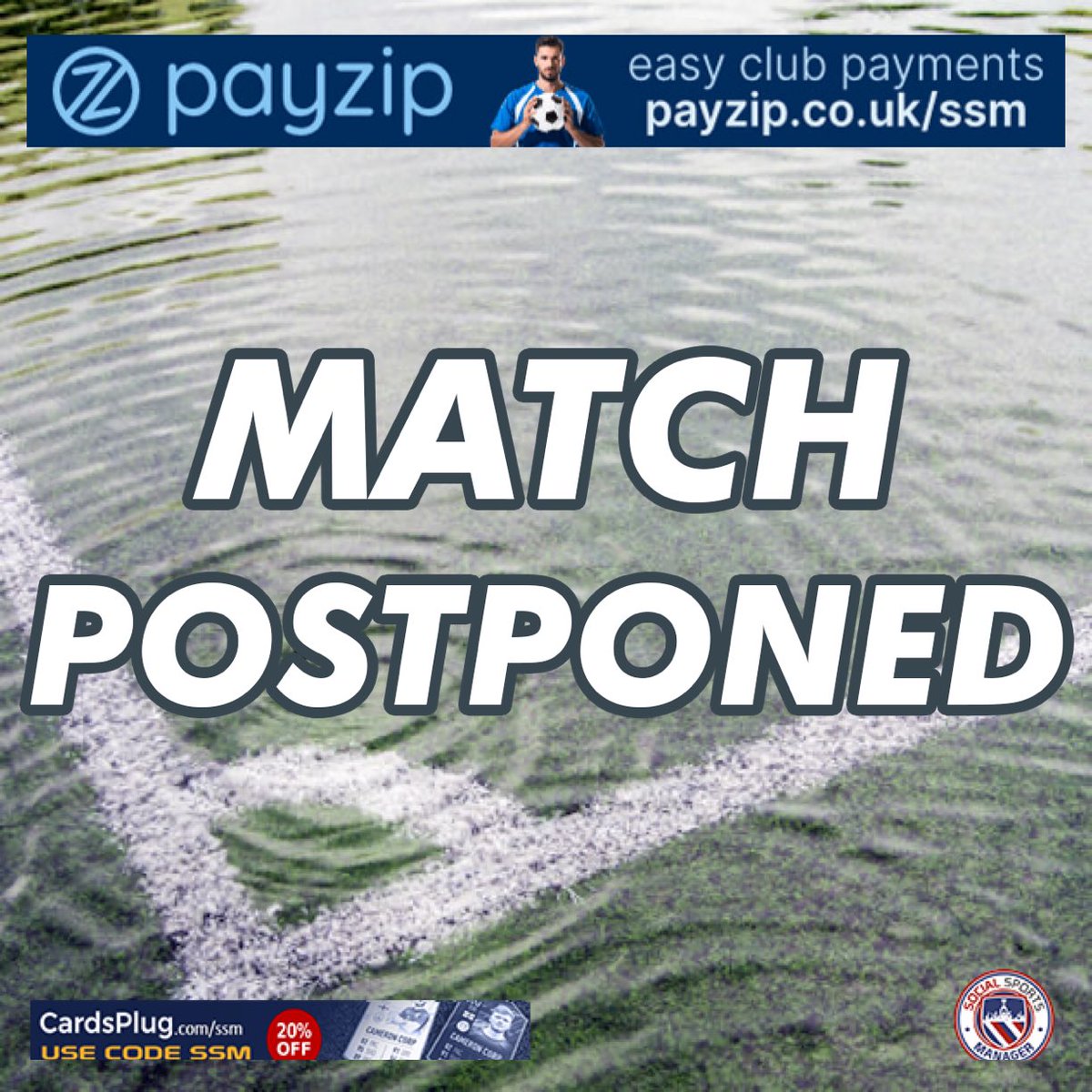 Todays cup match vs netherton has fell to the weather as part of our pitch is flooded due to the heavy rain over night
