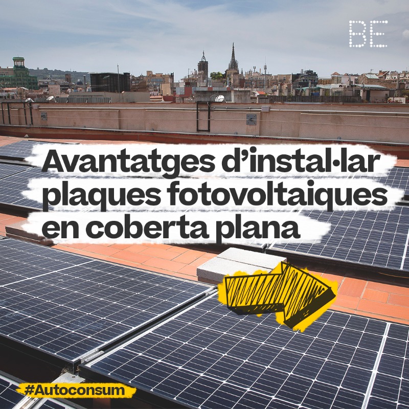 bcn_energia's tweet photo. 🤔 Una coberta plana és menys òptima per instal·lar #plaques?

✅ Els #panells es poden instal·lar d'igual manera generant una inclinació artificial que millori la incidència dels rajos del sol.

A més, les estructures de suport permeten una major flexibilitat en la instal·lació.