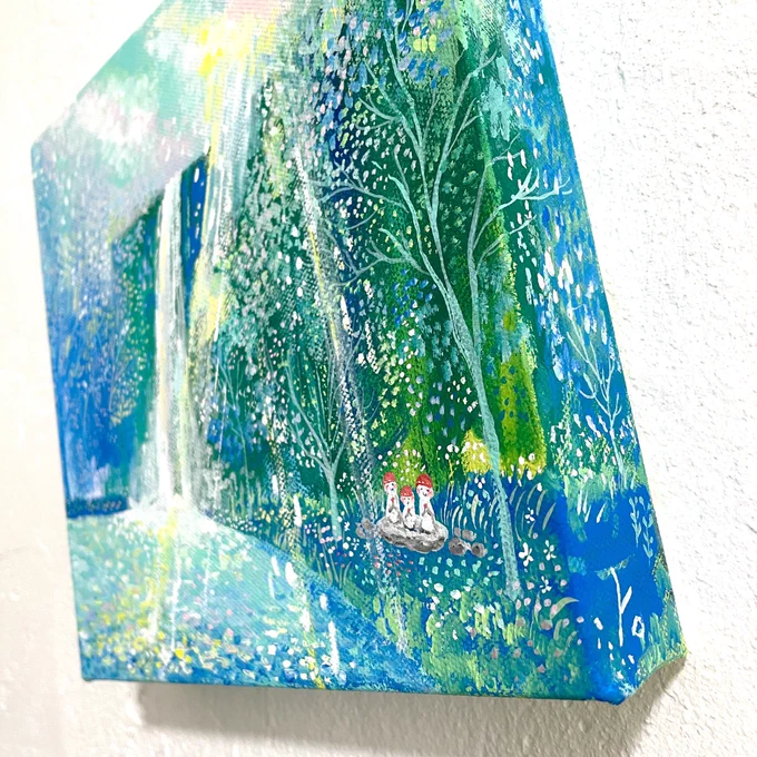 横からદ ᵕ̈ ૩⁾⁾#creemaで販売中 #3Dキャンバス#アクリルガッシュ#絵画 