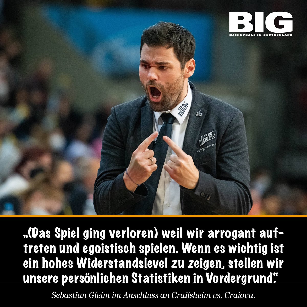 BIG_Deutschland's tweet photo. Da ist die (@HutiniPure-)Schnur gerissen.
Nach der 60:73-Niederlage gegen #Craiova wählte Sebastian #Gleim deutliche Worte - und kritisierte seine @hakromerlins scharf. Der 38-Jährige attestierte der Mannschaft ein arrogantes und egoistisches Auftreten (...)
📸: IMAGO | (1/2). https://t.co/y0WvoE8CCk