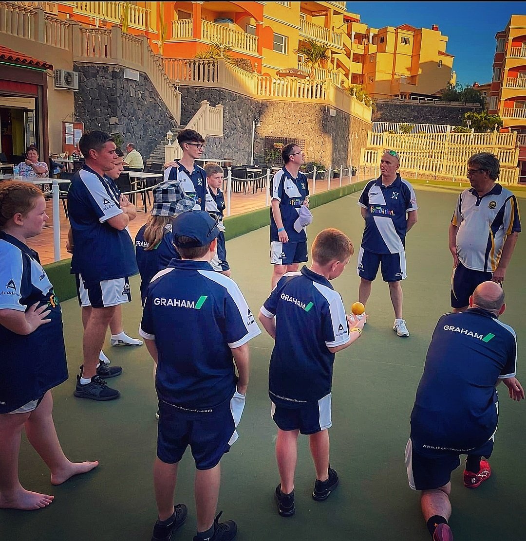 thebowlsacademy's tweet photo. After a very successful bowling trip to Tenerife we'd like to thank our kit supplier @core_37 and also our corporate sponsors @AsdaFoundation @GRAHAMGroupUK @thedunwells    &amp; https://t.co/Pdkmbra1Xm without you this opportunity would not have happened 🇮🇨🇮🇨🙏🙏 #YBAJET2 https://t.co/TEuz45svDn