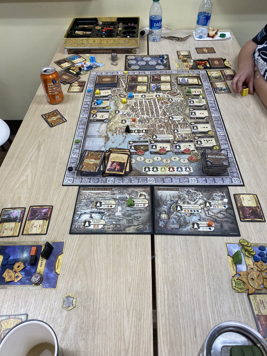 ProfSham's tweet photo. #ChitsAndBits 24-Hour @ExtraLife4Kids Board Game Marathon 2022, Game 10: Lords of Waterdeep from @Wizards_DnD. To learn about or donate to our efforts, visit https://t.co/VTul3OXz5G https://t.co/gdIwaWR0Mb