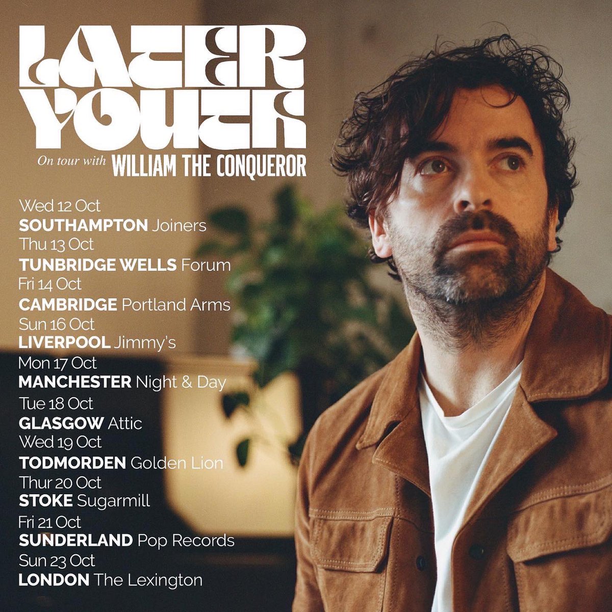 Last show of my run with <a href="/ProudDisturber/">William The Conqueror</a> - tonight <a href="/thelexington/">The Lexington</a> in London!

Doors 7.30pm
Later Youth (full band) 8pm
WTC 9pm

Last tix: 

alttickets.com/william-the-co…