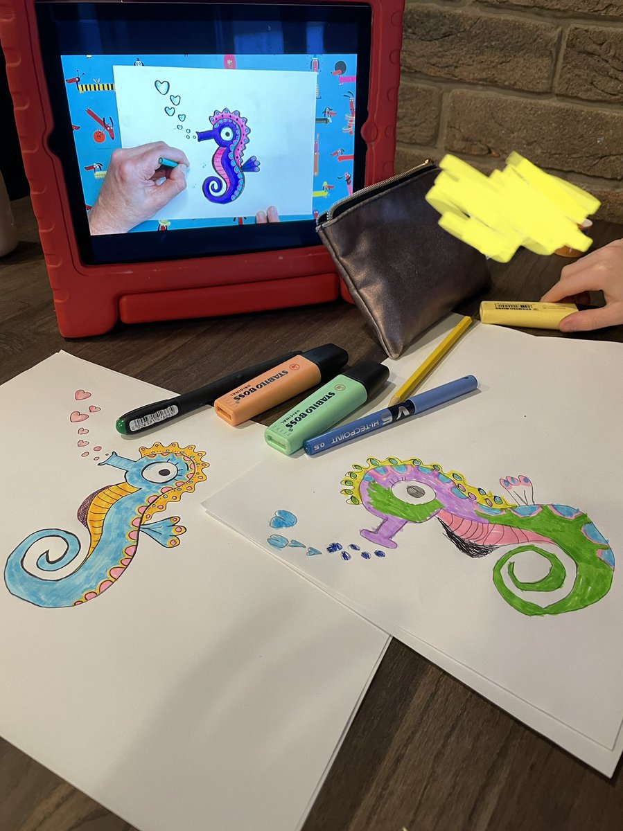 MrsPickinson's tweet photo. Sunday morning #drawwithrob while littlest is doing her club, me and the biggest (6yo) enjoying getting creative https://t.co/vMSgfdL2eF