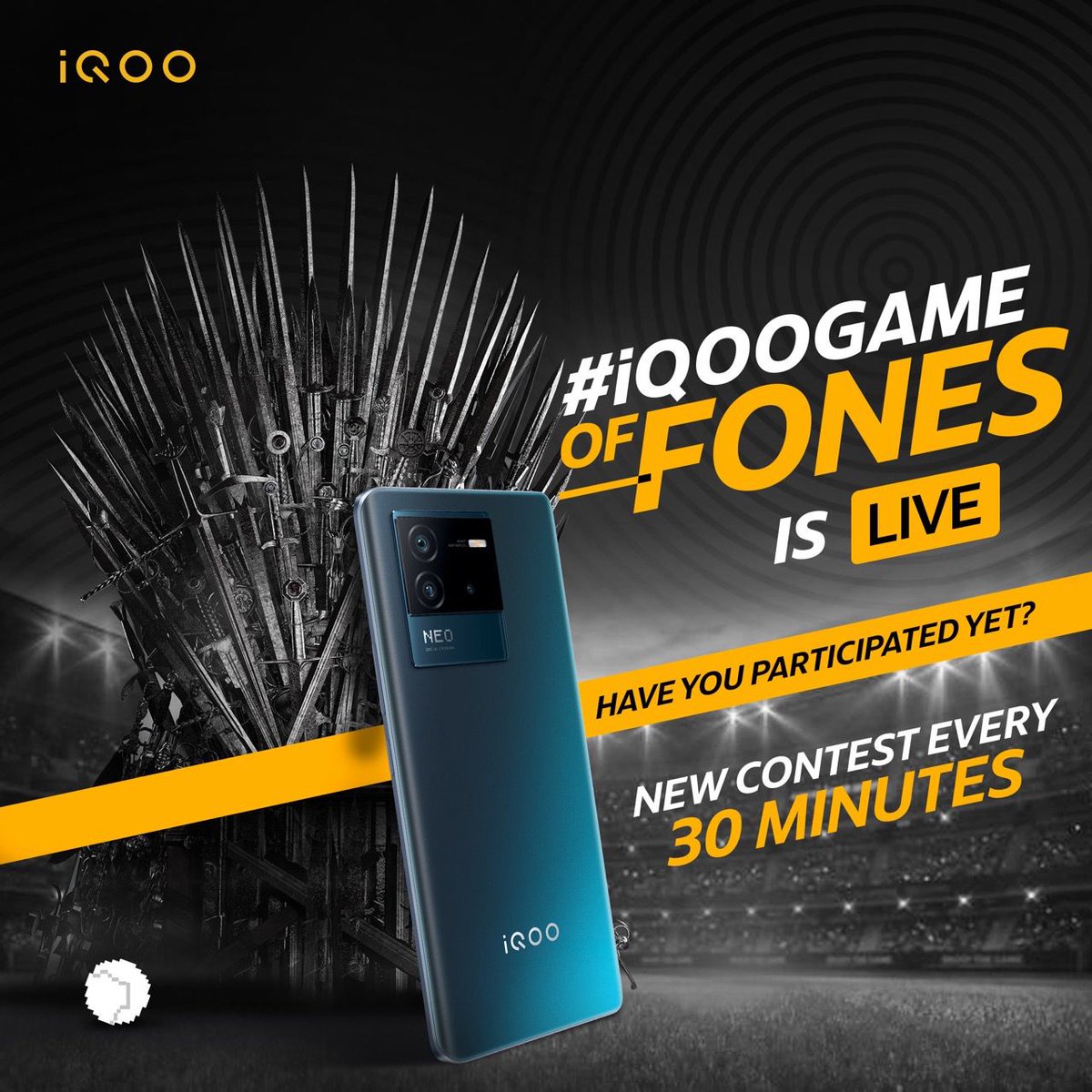 IqooInd's tweet photo. #iQOOGameOfFones is live!
You snooze you lose.⏳It’s all happening here! Play with India, Win Big with India! 🙌🏻! Participate &amp; Win* prizes worth ₹5 lakhs this World Cup! Hurry, 3 hours to go! 

*T&amp;C Apply - https://t.co/QqJjIhukFE 

#iQOO #INDvPAK https://t.co/zDmsLJVAR3
