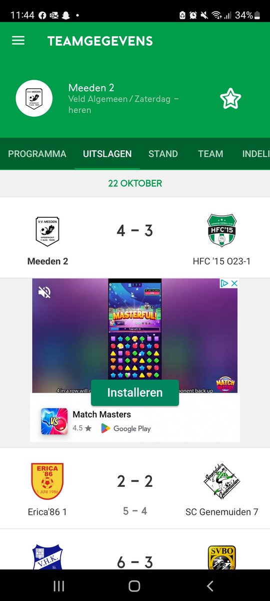 Het 2e zaterdagelftal heeft na een leuke en gelijkopgaande wedstrijd de volgende ronde van de beker gehaald. Van harte boys en succes in de volgende ronde (tegenstander nog onbekend).