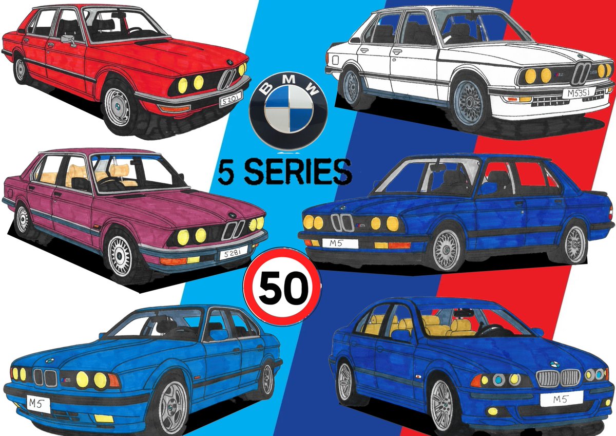 Hi all, I thought I'd mark 50 years of the 5 Series by creating this, what you think?😊#bmwuk #bmw5series #bmwe12 #bmwe28 #bmwe34 #bmwe39 #bmw520i #bmwm535i #bmw525i #bmwm5