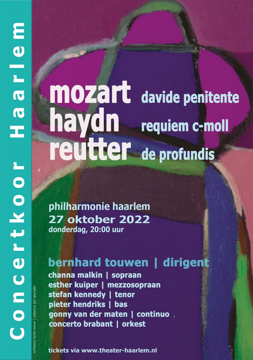 Donderdag a.s. 27 oktober om 20:00u is het zover, <a href="/BernhardTouwen/">bernhard touwen</a> debuteert met @ConcertkoorHaarlem in #PhilharmonieHaarlem met een verrassend programma Reutter, Haydn &amp; Mozart! Met <a href="/ChannaMalkin/">Channa Malkin</a> <a href="/EstherKuiperij/">Esther Kuiperij</a> #StefanKennedy #PieterHendriks #GonnyVanDerMaten en #ConcertoBrabant