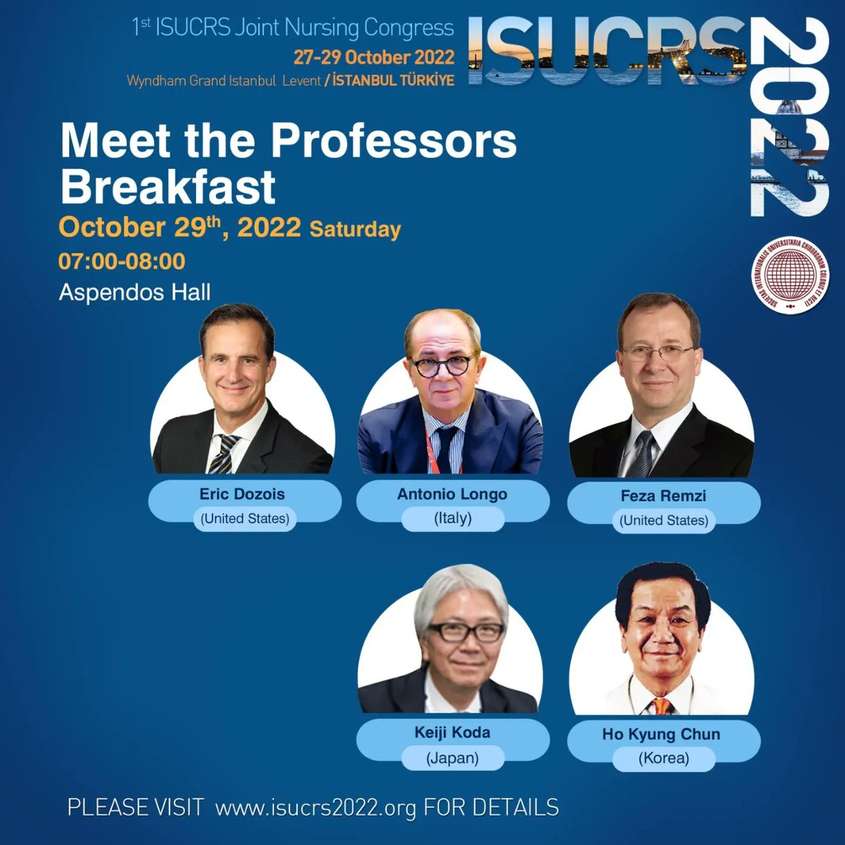 ✨️ Meet the professors on 28 and 29 October mornings! #isucrs #isucrs2022 #isucrsistanbul
