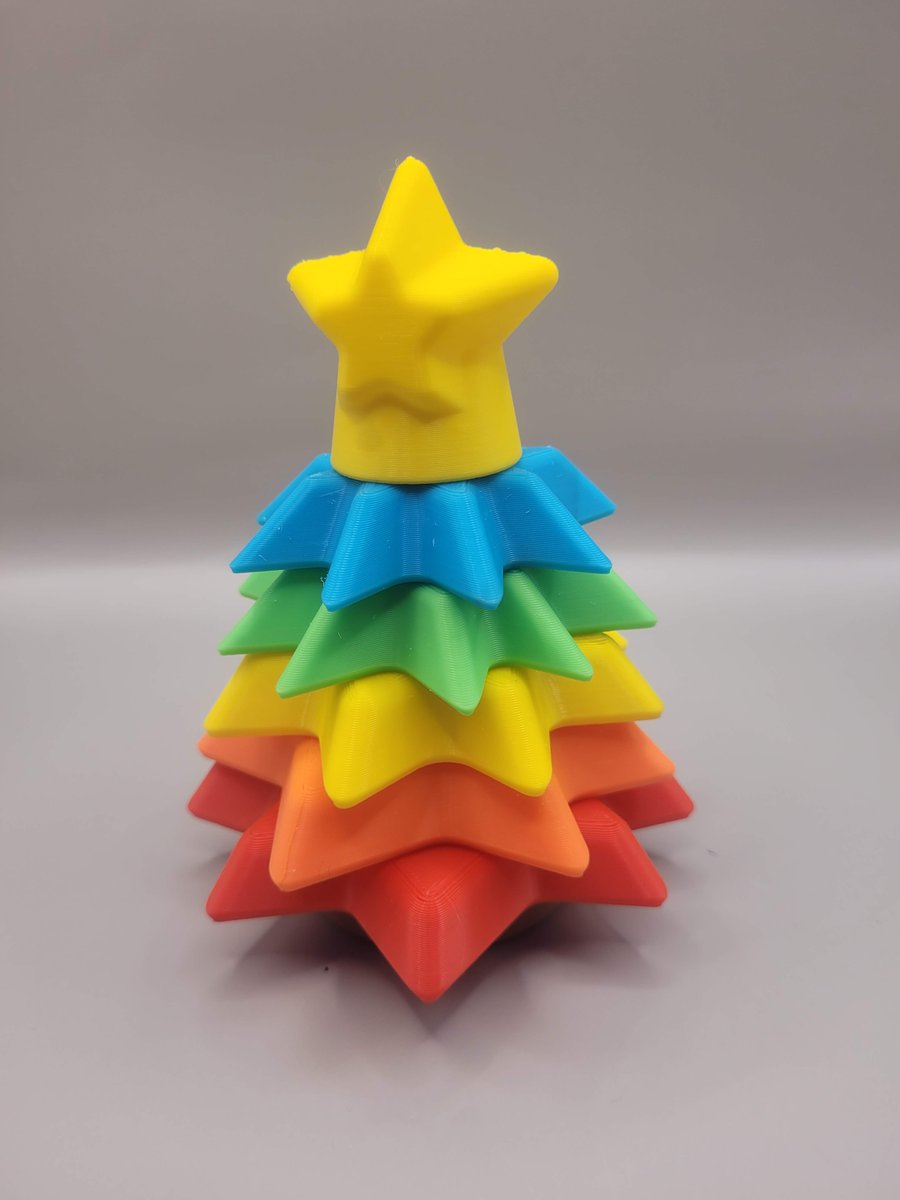 FennekDesign's tweet photo. Redid the scaling of my stackable Christmas tree toy to make it swallow-proof and did a test-print. The color choice looks great in my opinion. Just the star could be in a different color, maybe. Just need to check for toy-safe material now.

#Christmas #Toy #3Dprinting https://t.co/ZQdmd7Uqea