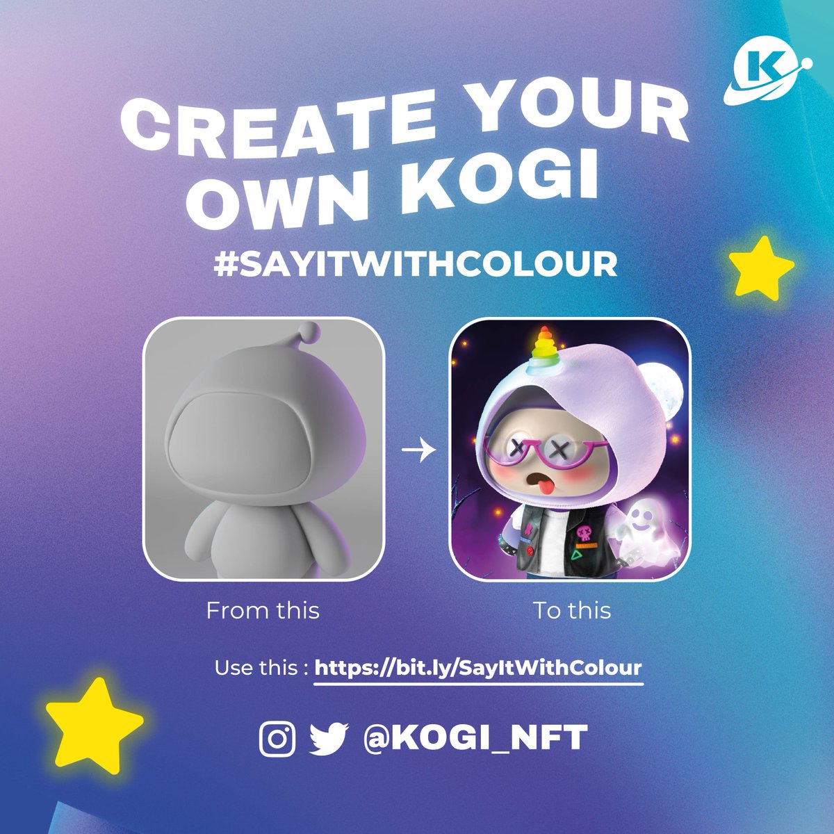 Kogi, and our whole kind, was born out of childhood dreams.✨So the only way to bring back Kogi home is to create a derivative, reimagining Kogi as a portrait of your childhood and to #SayItWithColour. 🌈 Check out this thread to know how you can help!🚀