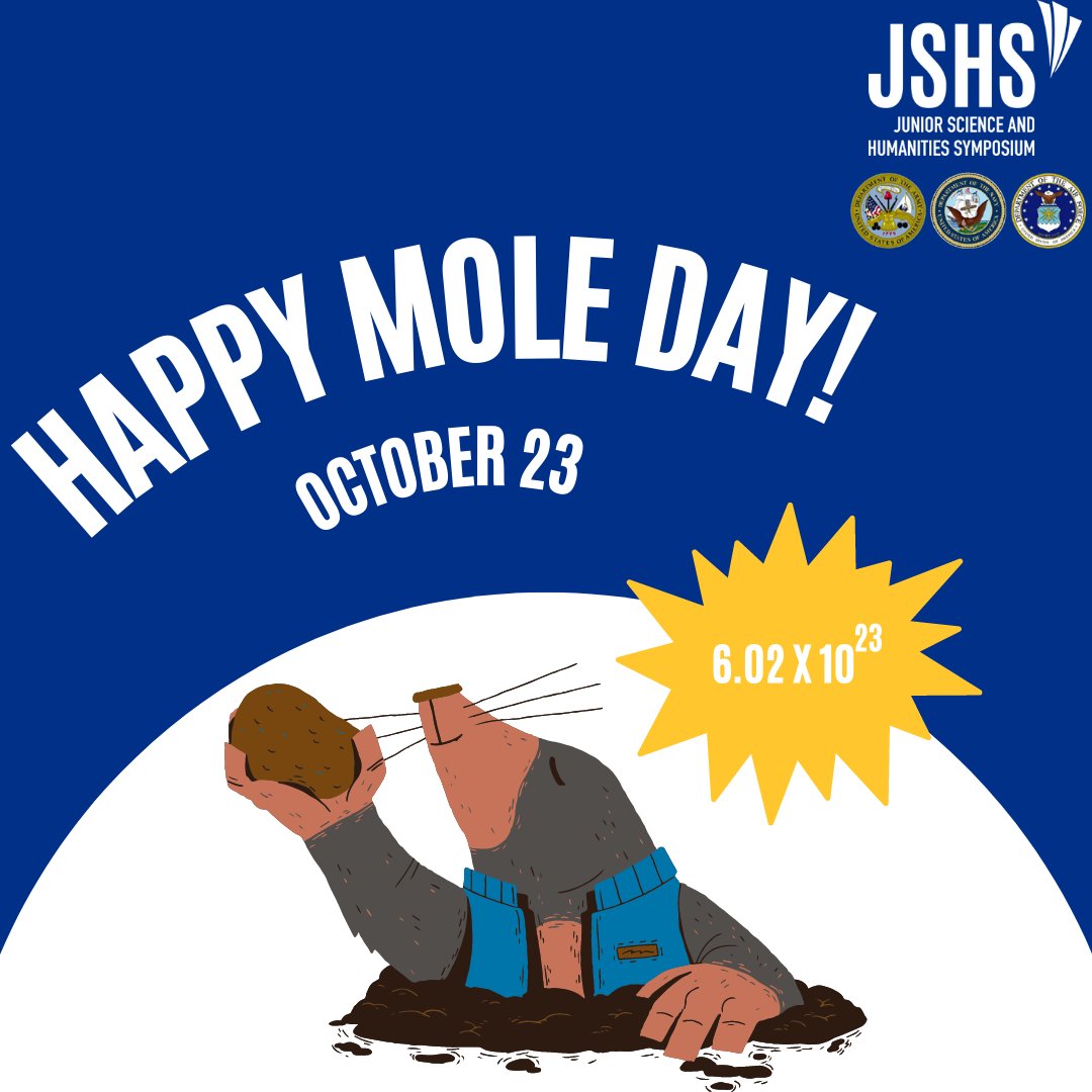 Go_JSHS's tweet photo. Happy Mole Day! Chemists everywhere celebrate Mole Day between 6:02am and 6:02pm on October 23rd to commemorate Avagadro's Number, which is a basic measuring unit in chemistry. This day is a fun way to get people interested in #chemistry and its importance. https://t.co/0ignOa40Id